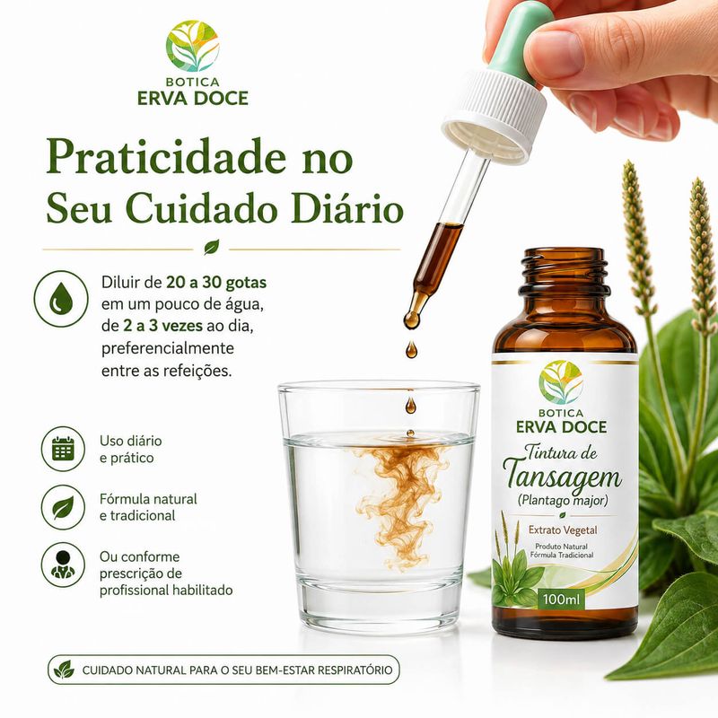 Tintura de Tansagem (Plantago major) – Extrato Vegetal 100ml