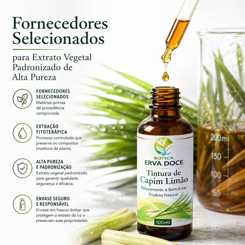 Tintura de Capim Limão  - Relaxamento e Bem-Estar 100ml 