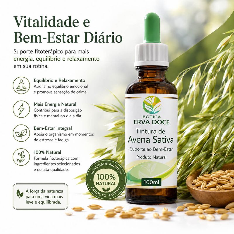Tintura de Avena Sativa (Avena sativa) – Extrato Vegetal 100ml