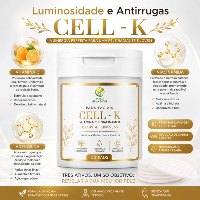 Pads Faciais Vitamina C e Niacinamida – Glow  50 Pads/100ml