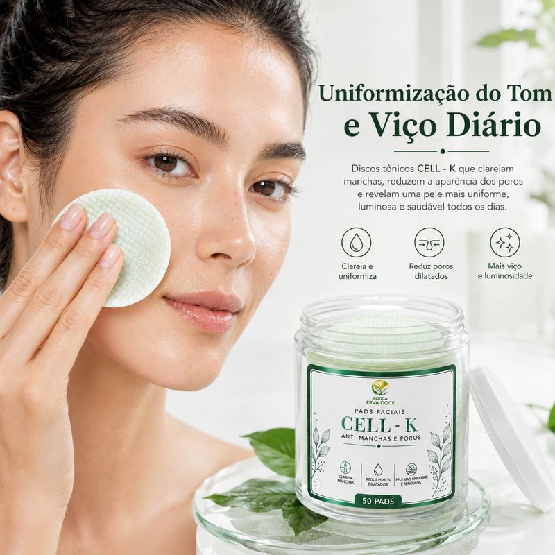 Pads Faciais CELL - K Anti-Manchas e Poros –  50 Pads / 100ml