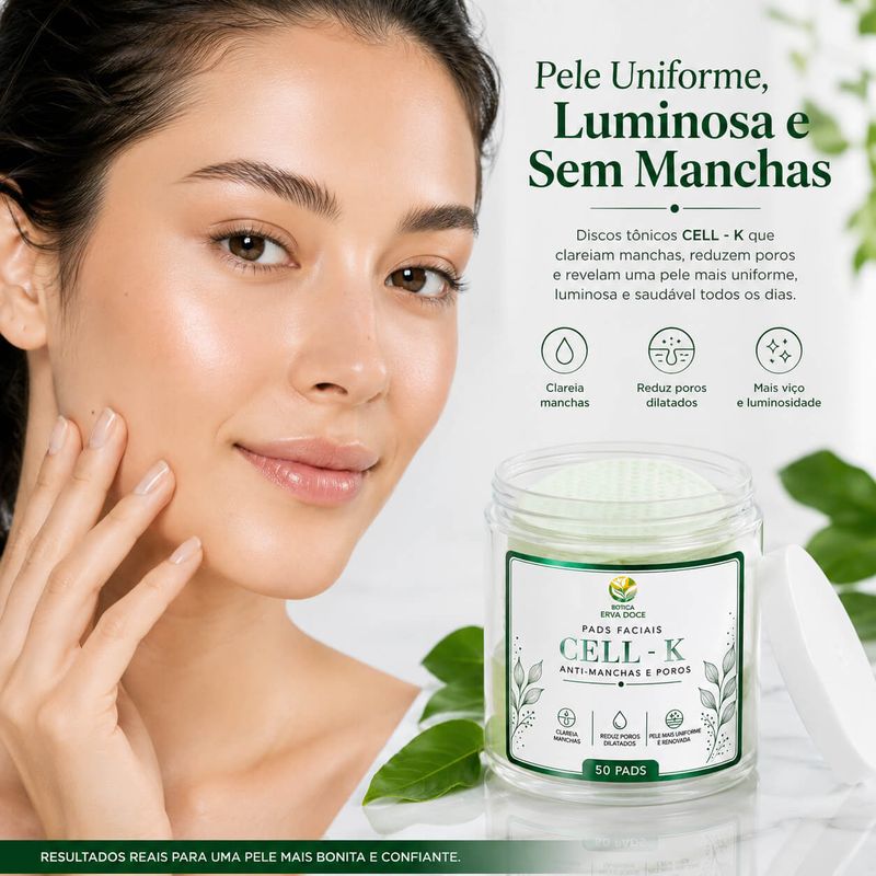 Pads Faciais CELL - K Anti-Manchas e Poros –  50 Pads / 100ml