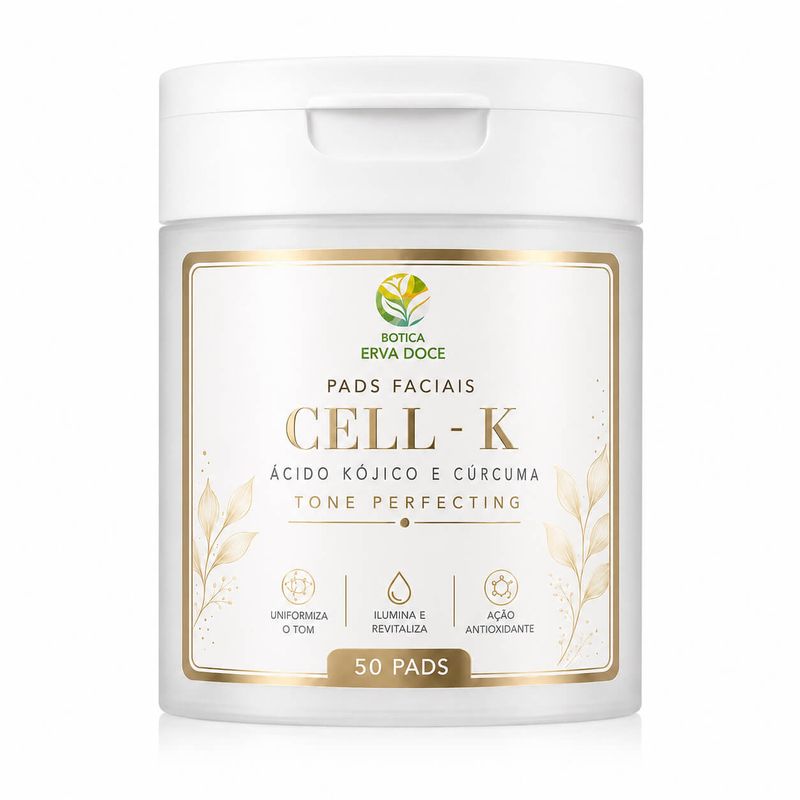 Pads Faciais CELL - K  Kójico e Cúrcuma –50 Pads / 100ml