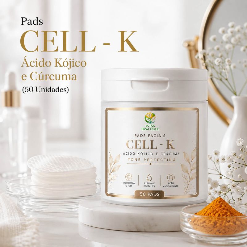 Pads Faciais CELL - K  Kójico e Cúrcuma –50 Pads / 100ml