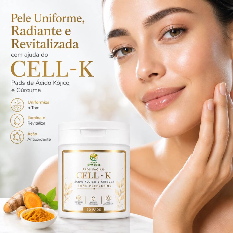 Pads Faciais CELL - K  Kójico e Cúrcuma –50 Pads / 100ml