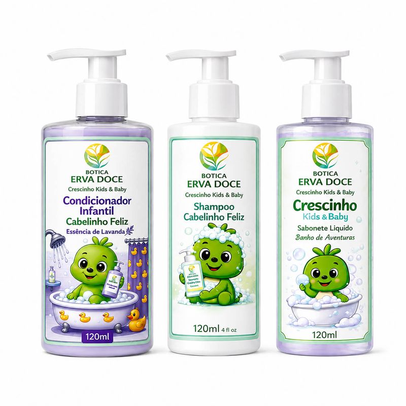 Kit Infantil Banho de Aventuras Crescinho Kids e Baby 