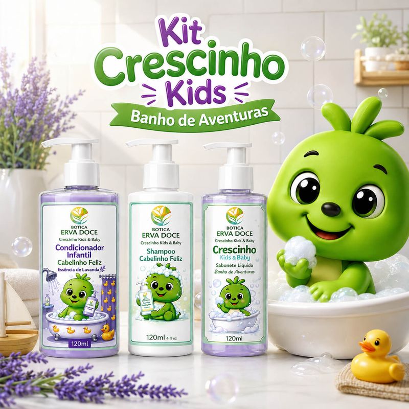 Kit Infantil Banho de Aventuras Crescinho Kids e Baby 
