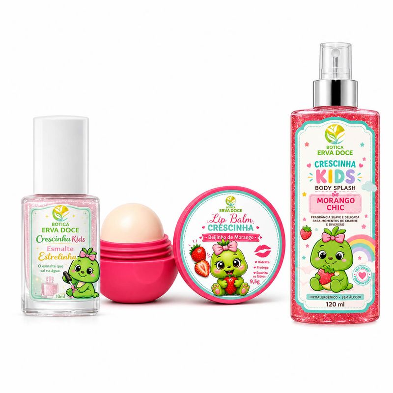 Kit Crescinha  – Lip Balm, Body Splash e Esmalte Infantil