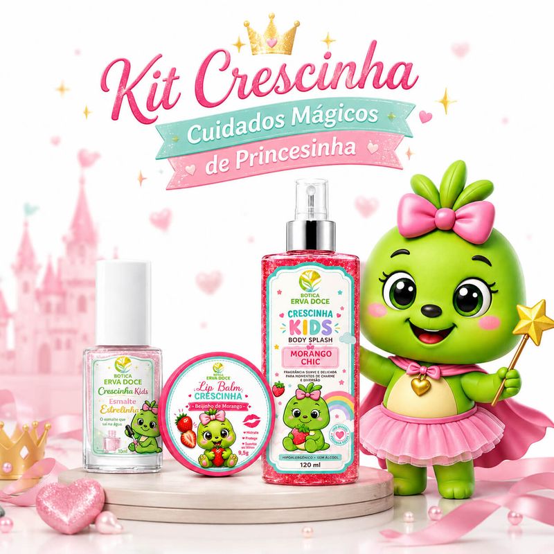 Kit Crescinha  – Lip Balm, Body Splash e Esmalte Infantil