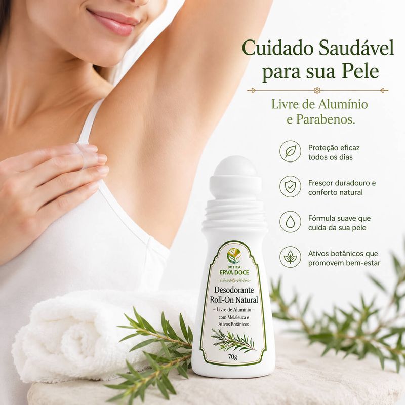 Desodorante Roll-On Natural Sem Alumínio Melaleuca 70g