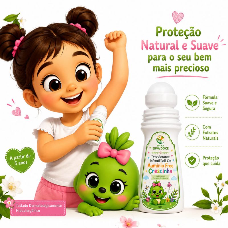 Desodorante Infantil Roll-On Crescinha Melaleuca 70g
