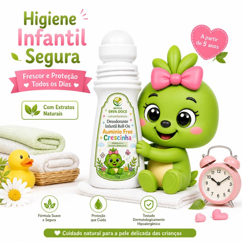 Desodorante Infantil Roll-On Crescinha Melaleuca 70g