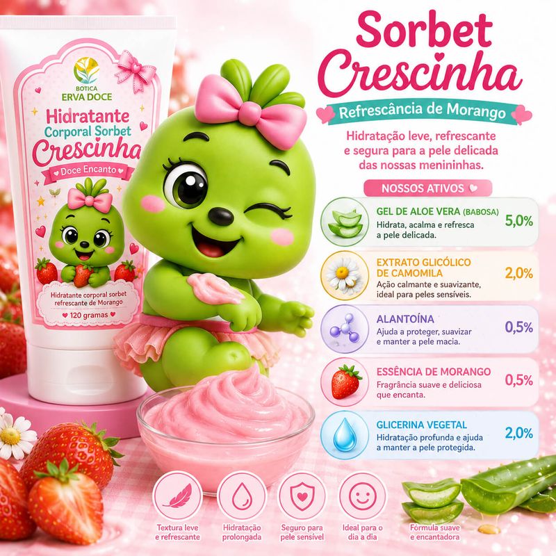 Hidratante Corporal Sorbet Crescinha Morango 120g