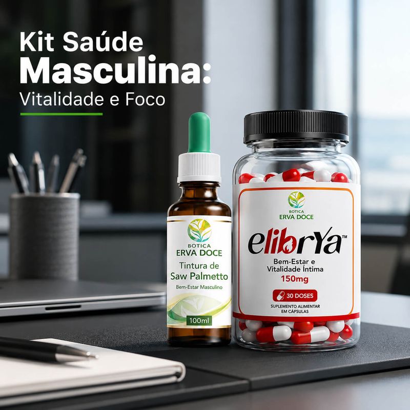 Kit Saúde Masculina Elibrya  150mg e Tintura de  Saw Palmetto 