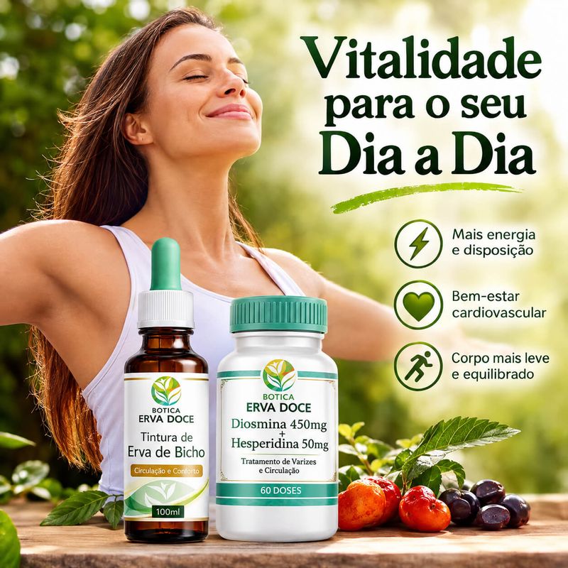 Kit Circulação: Diosmina Hesperidina  e Erva de Bicho 100ml