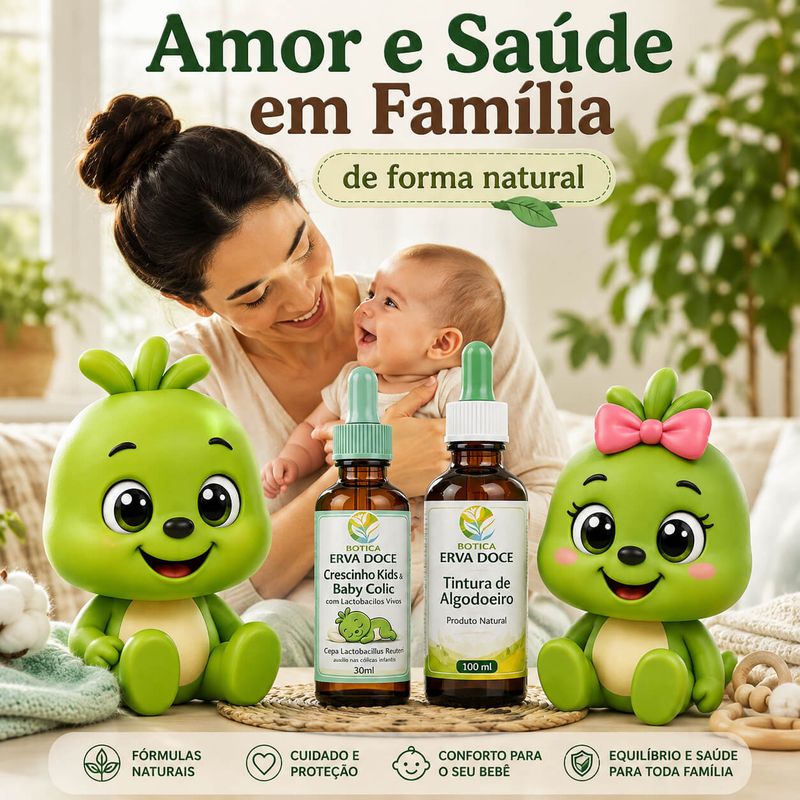 Kit Bem-Estar Mamãe e Bebê: Algodoeiro 100ml e Baby Colic 30ml