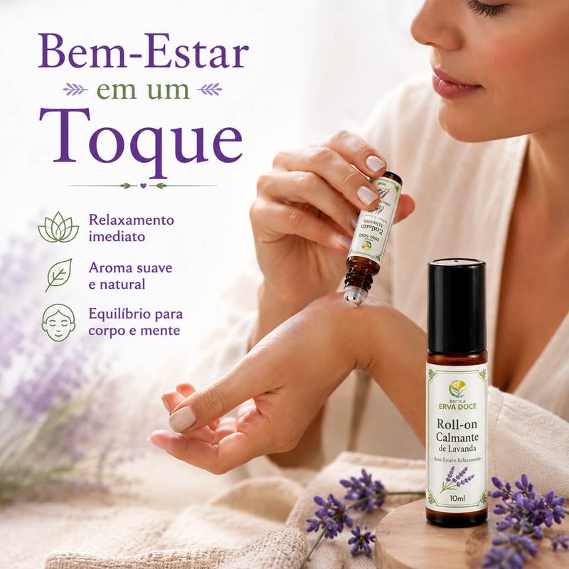 Roll-on Calmante de Lavanda – Bem-Estar e Relaxamento 10ml