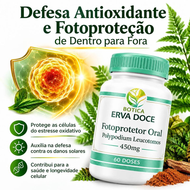 Fotoprotetor Oral Polypodium Leucotomos 450mg 60 Doses