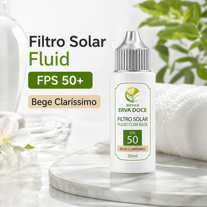Filtro Solar Fluid com Base FPS 50+ Bege Claríssimo – 30ml