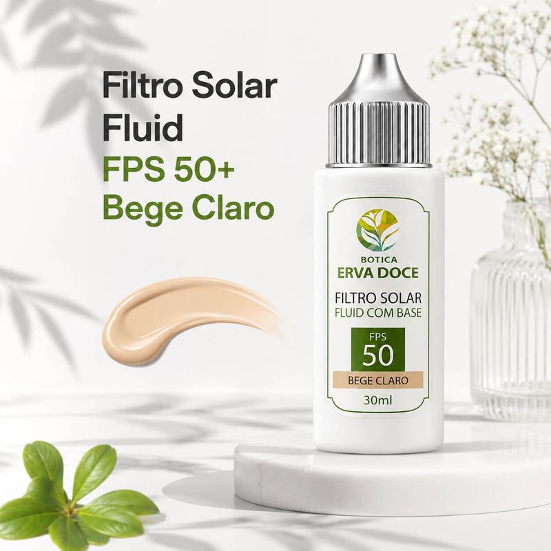 Filtro Solar Fluid com Base FPS 50+ Bege Claro – 30ml