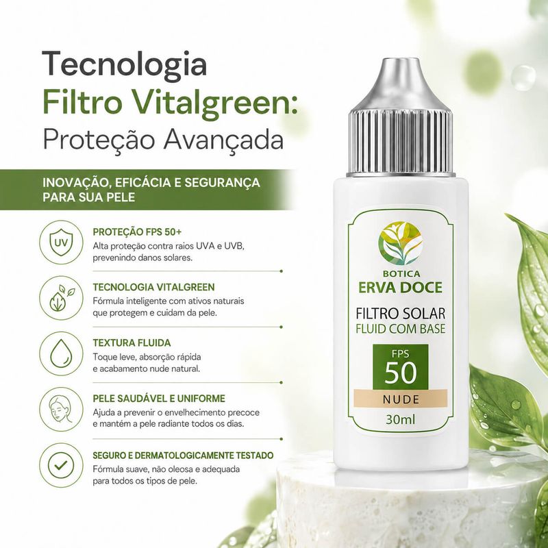 Filtro Solar Fluid com Base FPS 50+ Nude – 30ml