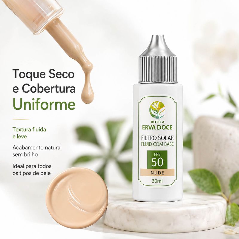 Filtro Solar Fluid com Base FPS 50+ Nude – 30ml