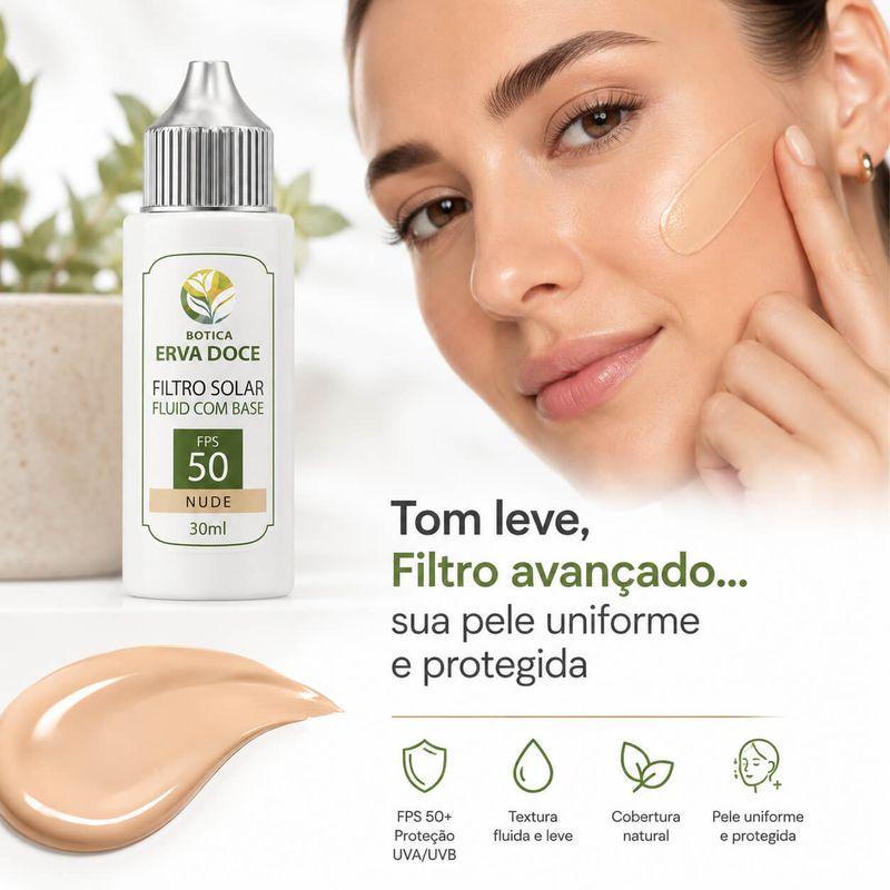 Filtro Solar Fluid com Base FPS 50+ Nude – 30ml