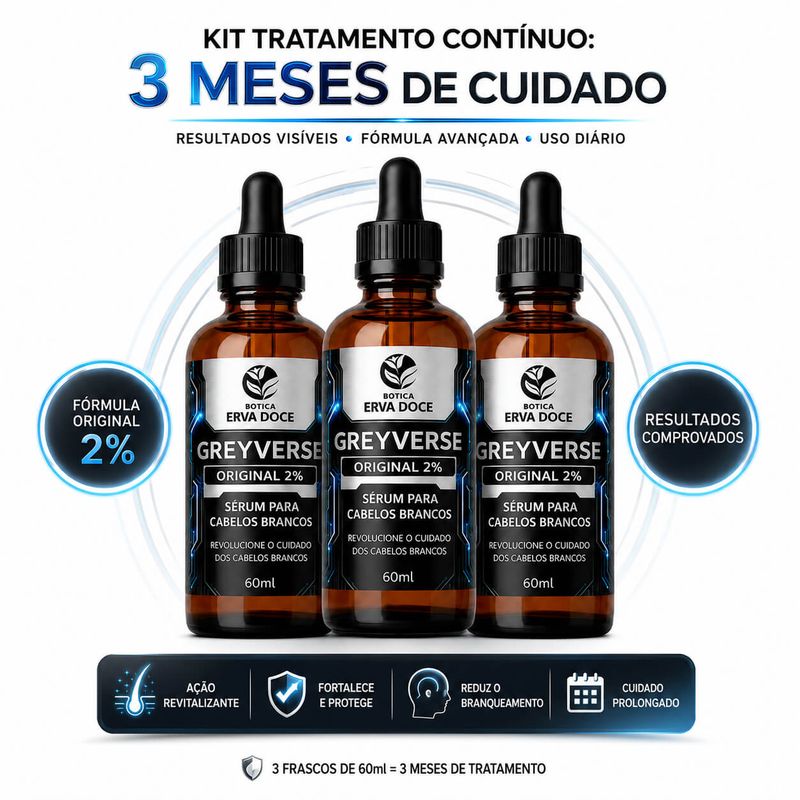 Kit Tratamento Contínuo 3 Meses – Greyverse Original 2% 60ml