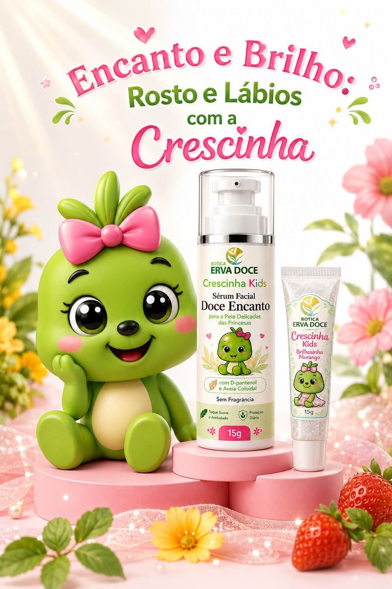 Kit Crescinha Kids Encanto e Brilho: Gloss e Hidratante