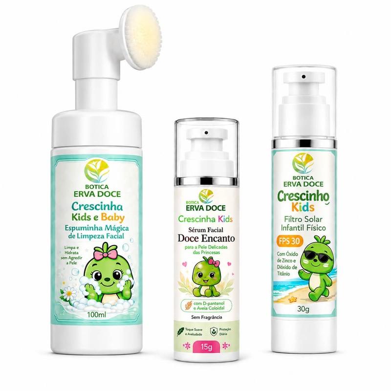 Kit Rotina Facial Encantada Espuma, Filtro Solar e Hidratante