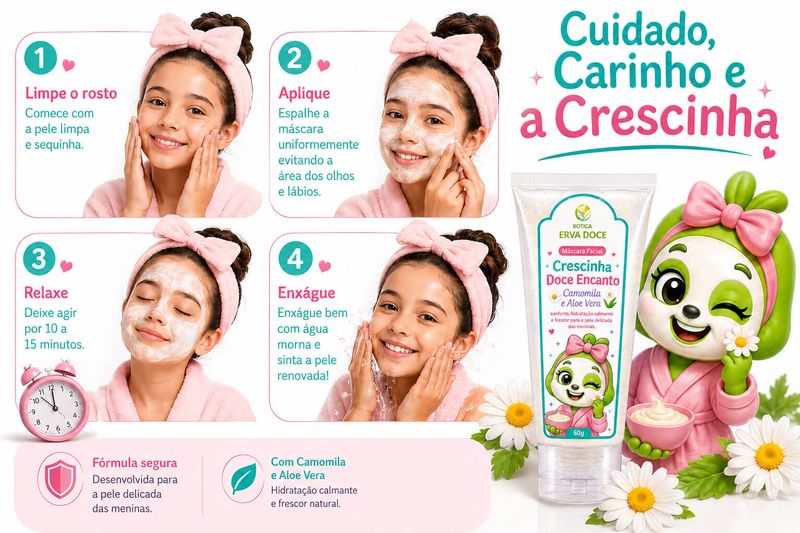 Máscara Facial Infantil  Crescinha Camomila e Aloe Vera – 60g