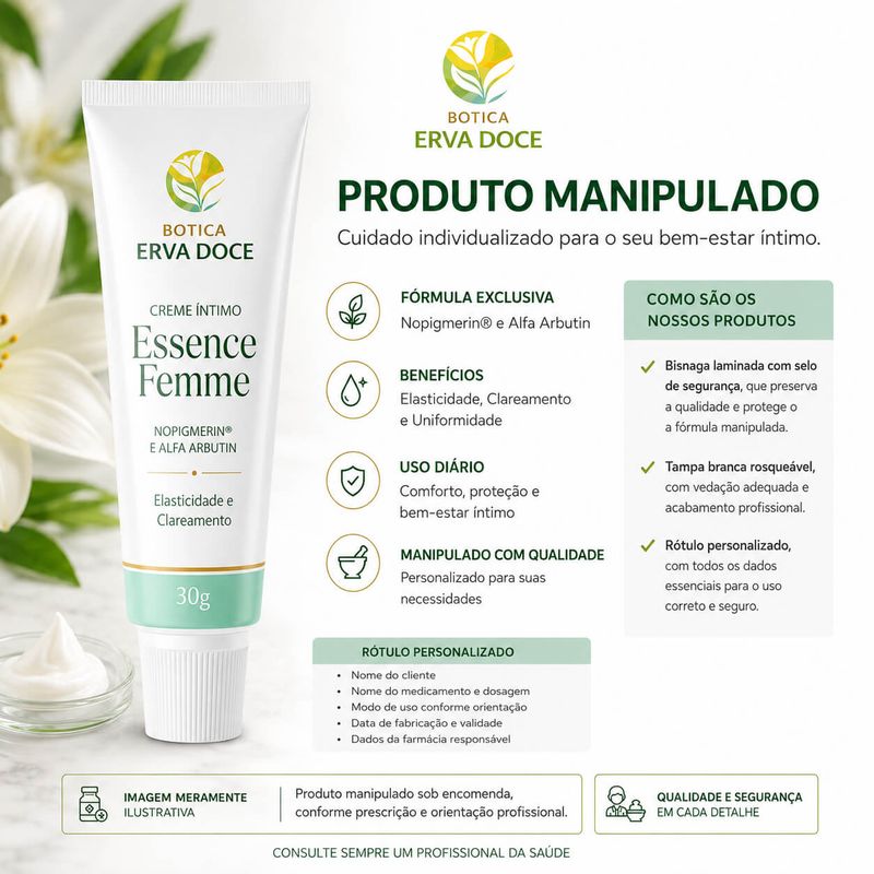 Creme Íntimo  Clareador Essence Femme -  30g