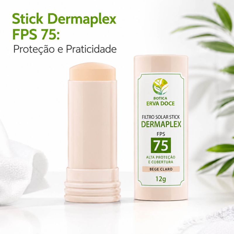 Filtro Solar Stick Dermaplex FPS 75 Bege Claro 12g