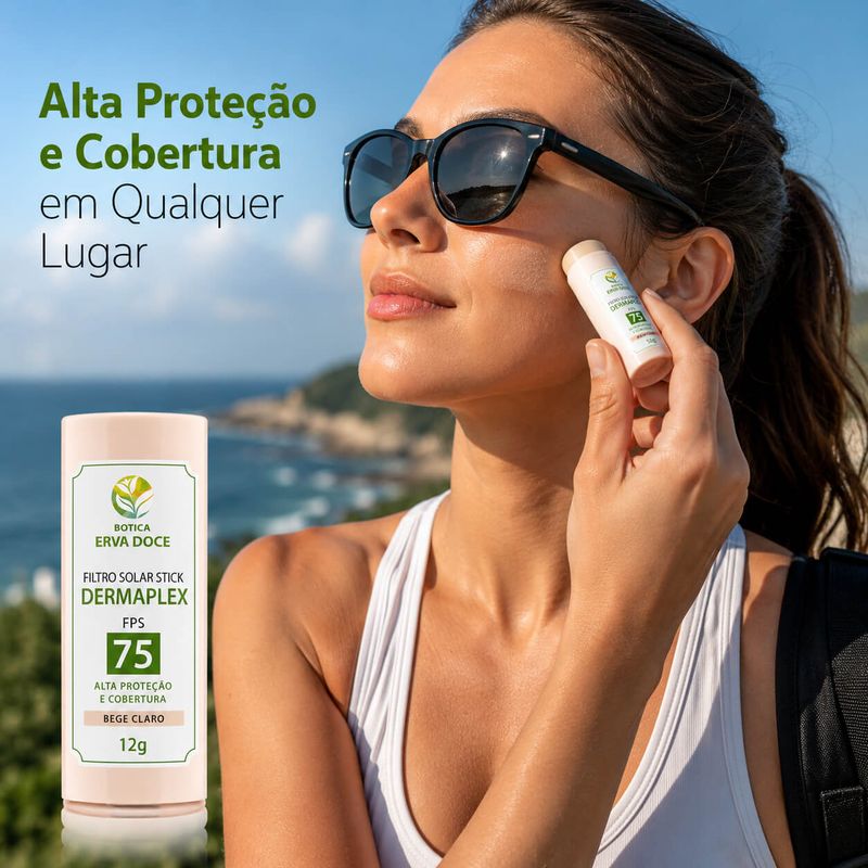 Filtro Solar Stick Dermaplex FPS 75 Bege Claro 12g