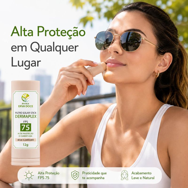 Filtro Solar Stick Dermaplex FPS 75 Bege Claríssimo  12g