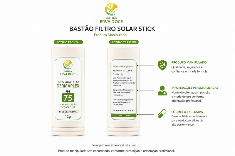 Filtro Solar Stick Dermaplex FPS 75 Bege Claríssimo  12g