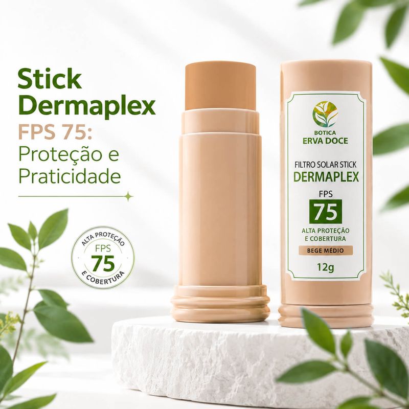 Filtro Solar Stick Dermaplex FPS 75 Bege Médio  12g