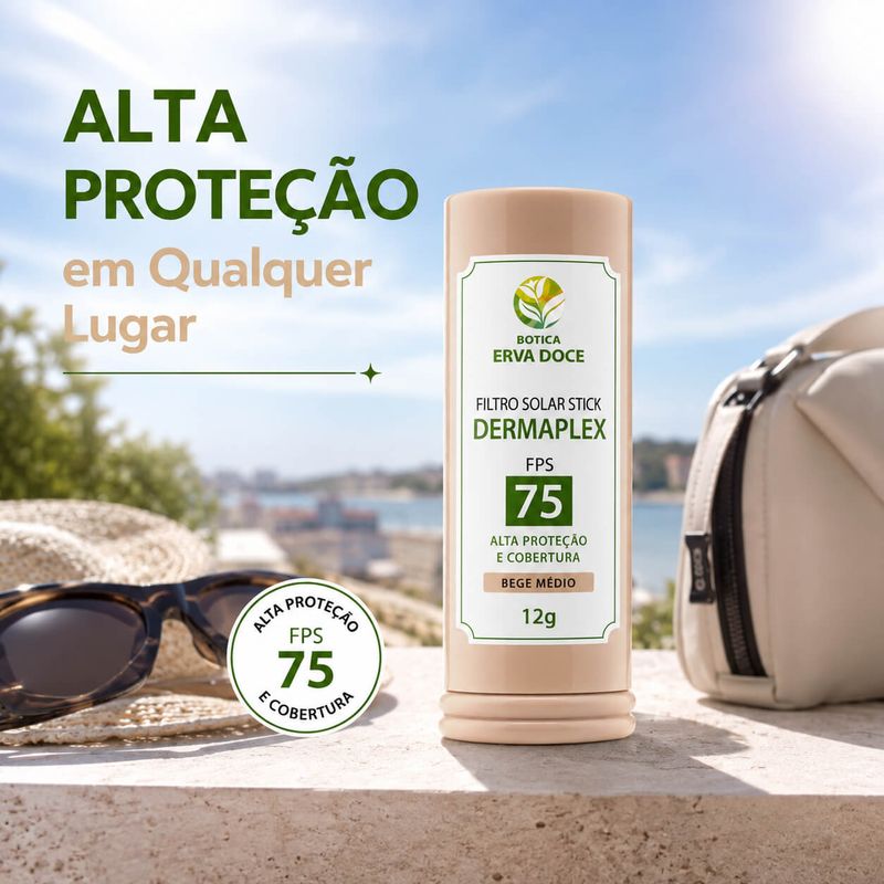Filtro Solar Stick Dermaplex FPS 75 Bege Médio  12g