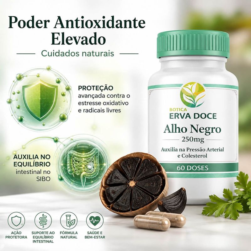 Alho Negro Allyl ABG 250mg – Extrato Padronizado 60 Cápsulas