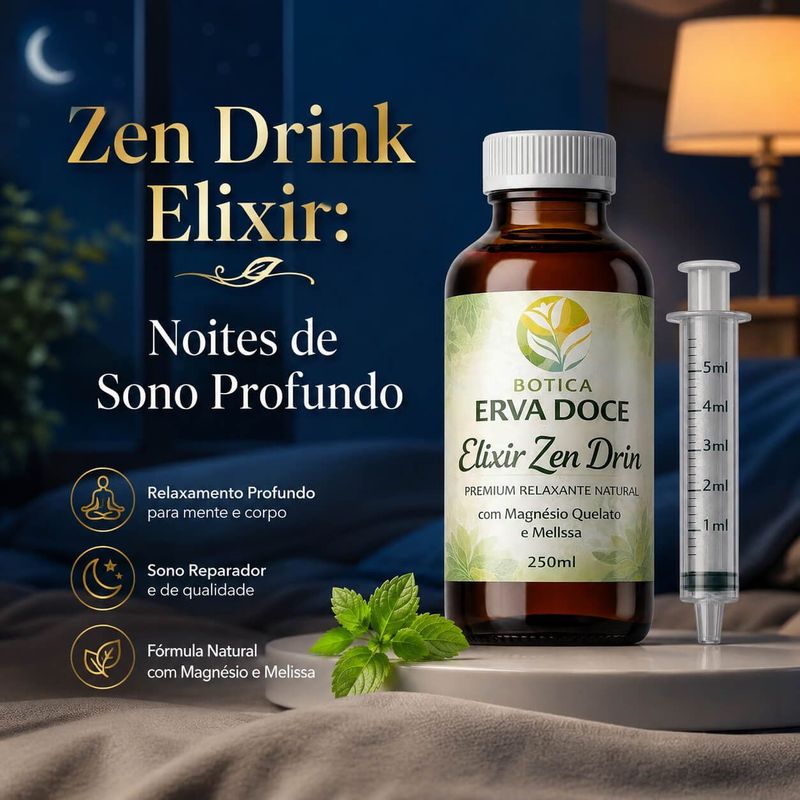 Elixir Relaxante Zen-Drink Premium  Magnésio e Melissa 250mL