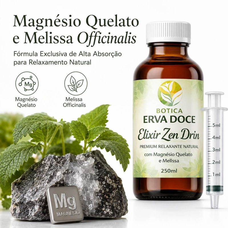Elixir Relaxante Zen-Drink Premium  Magnésio e Melissa 250mL