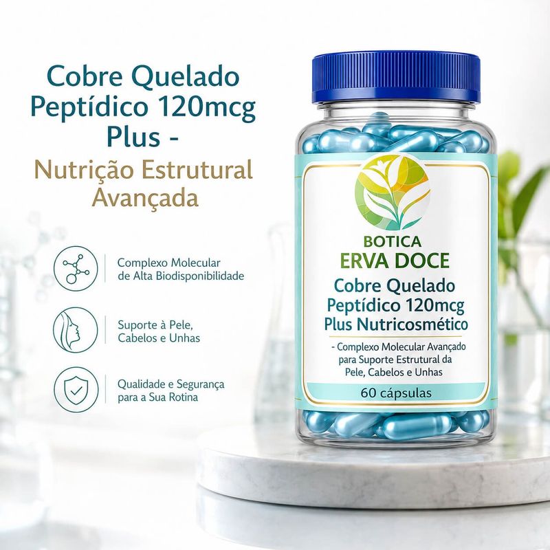 Cobre Quelado Peptídico 120mcg Plus Nutricosmético 60 Doses