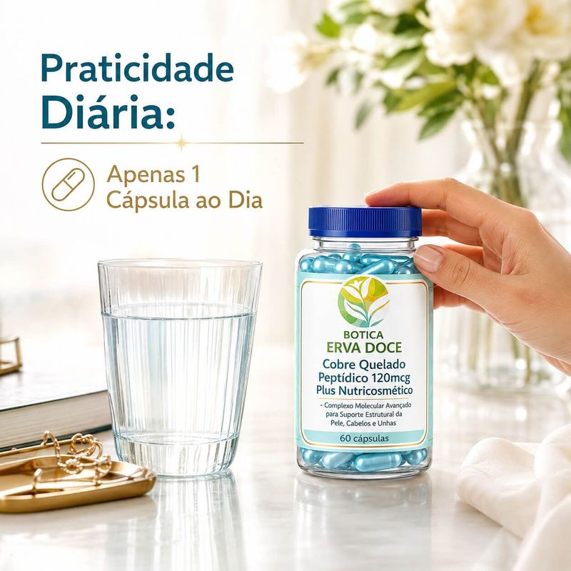 Cobre Quelado Peptídico 120mcg Plus Nutricosmético 60 Doses