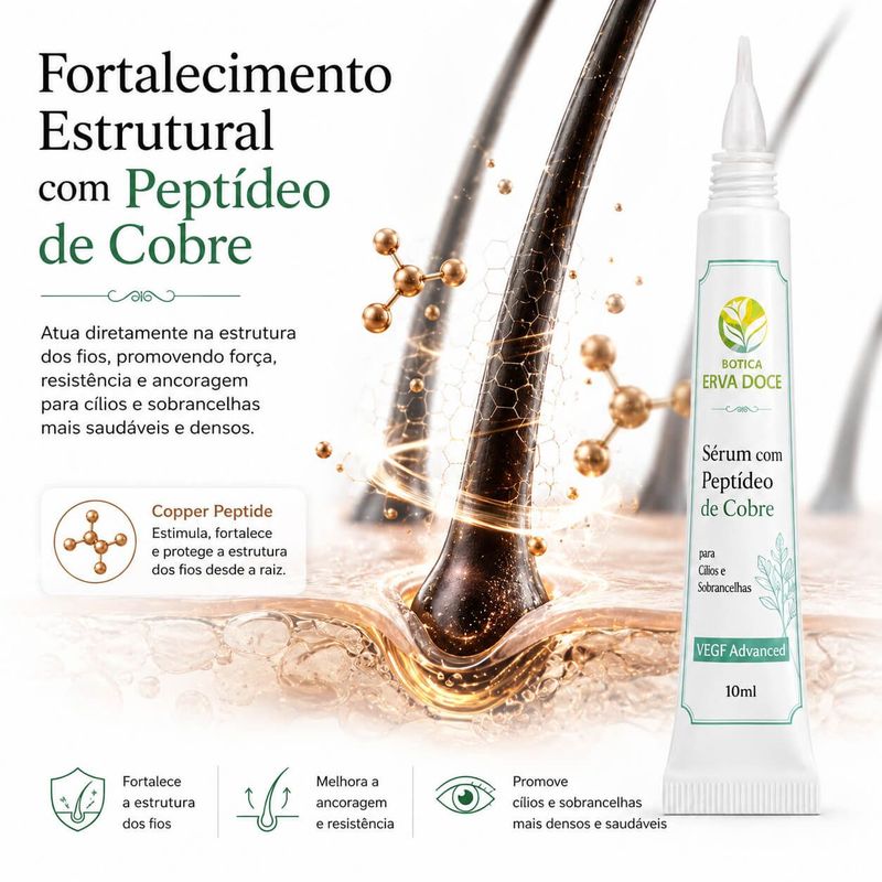 Sérum com Peptídeo de Cobre para Cílios e Sobrancelhas VEGF – 10ml