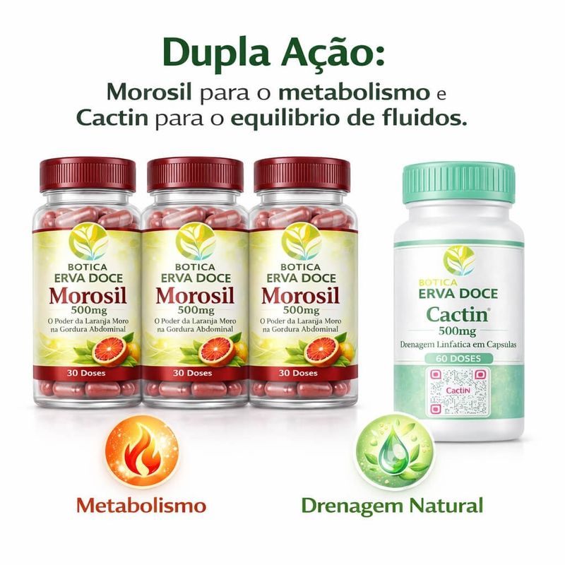 Kit Leve 3 Morosil 500mg 30cps Ganhe 1 Cactin 500mg 60cps