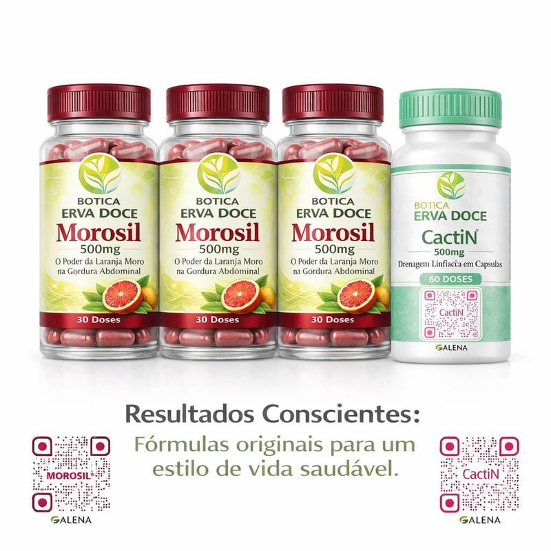 Kit Leve 3 Morosil 500mg 30cps Ganhe 1 Cactin 500mg 60cps