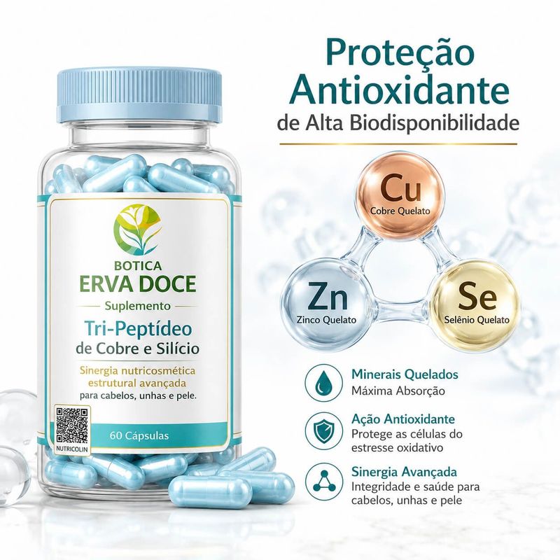 Suplemento com Tri-Peptídeo de Cobre e Silício  – 60 Cápsulas