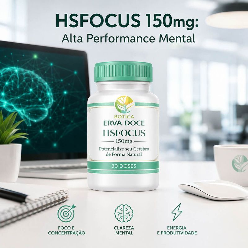 HSFOCUS 150mg – Otimização Cognitiva e Resiliência Celular 60 Doses