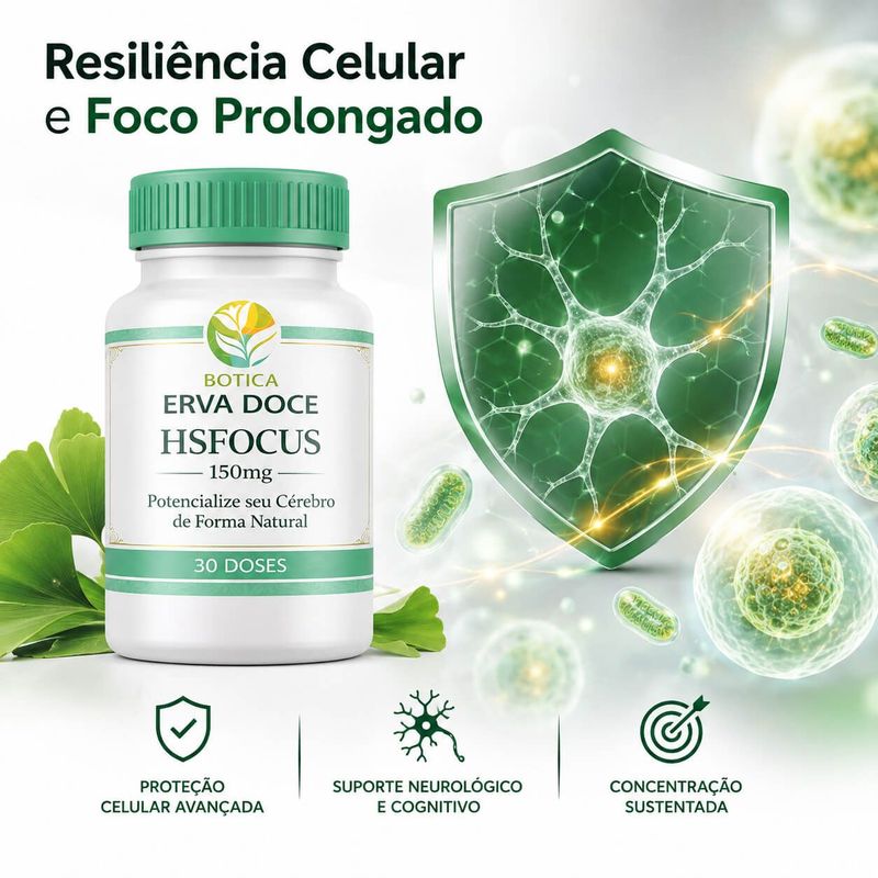 HSFOCUS 150mg – Otimização Cognitiva e Resiliência Celular 60 Doses