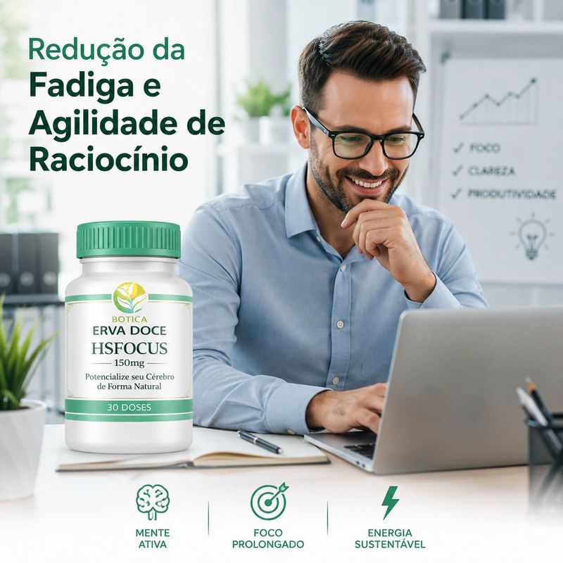 HSFOCUS 150mg – Otimização Cognitiva e Resiliência Celular 60 Doses